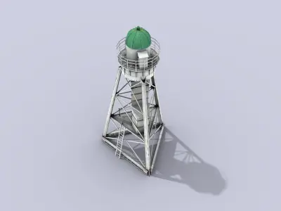 White Metal Lighthouse Low-poly 3D model