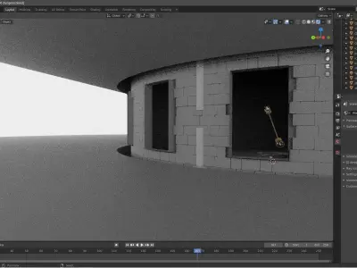 Ruins empty room with light 3D model