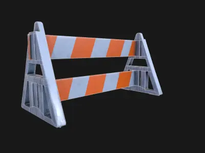 Barricade PBR traffic barrier Low-poly 3D model