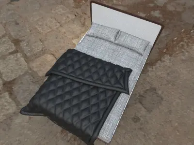 Bed High poly in box on street 3D model