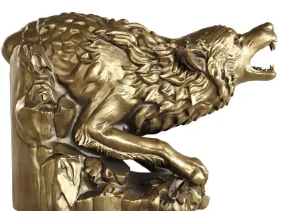 wolf statue 3 3D model