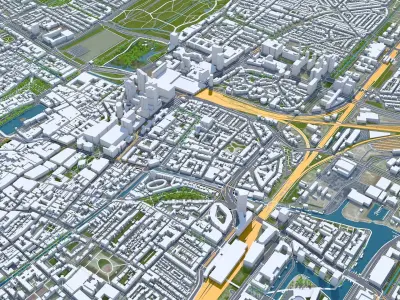 The Hague City South Holland Netherlands Low-poly 3D model