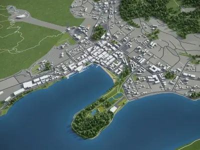 Queenstown - Cromwell - Alexandra  Low-poly 3D model