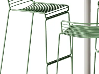 Soft Cafe Table by Muuto and Hee Bar Stool by Hay 3D model