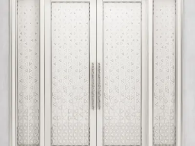 Framed glass door 01 3D model