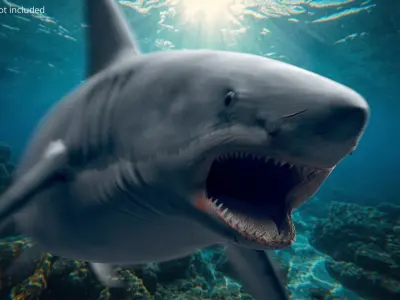  Great White Shark Slow Swim Rigged For Maya Animated 