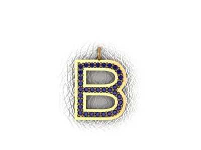 Alphabet Collection cross pendant with sapphires 3D print model
