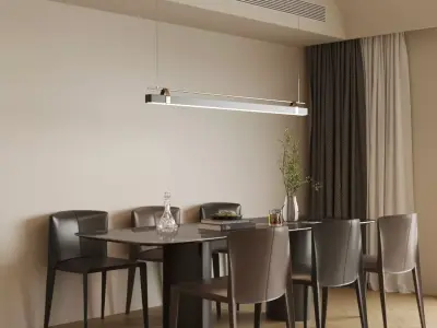 set of dining table and chairs 3D model