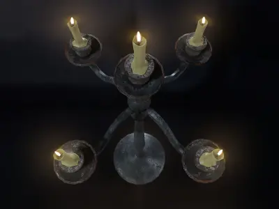Candle stand 03 Low-poly 3D model