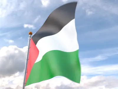 Flag Palestine animated loop 3D model