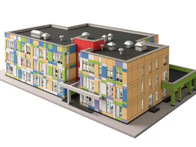Kindergarten school building 3D model