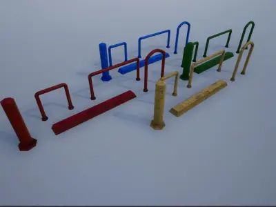 Parking and Street Obstacles - Bumps  Low-poly 3D model