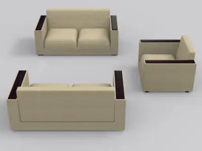 Modern sofa Low-poly 3D model 6