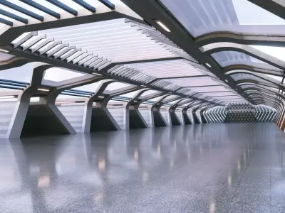 Modern Futuristic Corridor- Architectural Background- V1U4 3D model