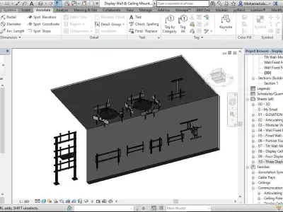 Display Wall  - Floor  - Ceiling Mount Revit Families 2015 3D model