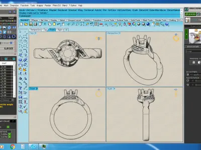 Women Ring  Render 3dm STL OBJ FBX Details 3D print model 33