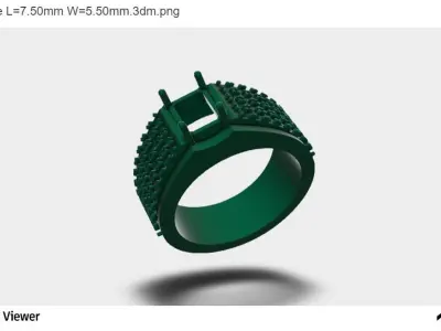 Men Ring Emerald Center Stone 3D print model