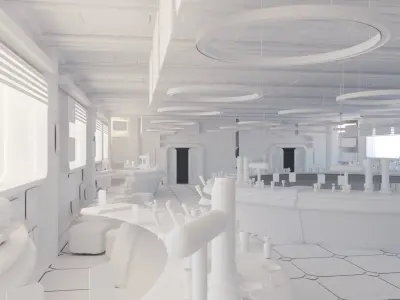 Cyberpunk SCI-FI Futuristic Bar Interior Design 3D model