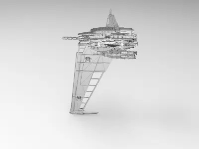 Vertical Fighter Spaceship Low-poly 3D model