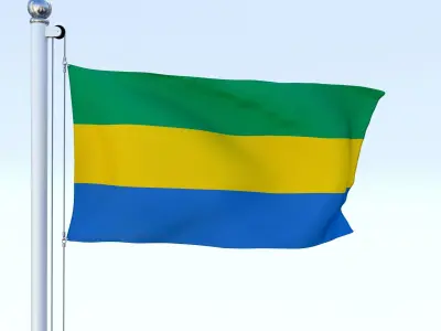 Animated Gabon Flag Low-poly 3D model
