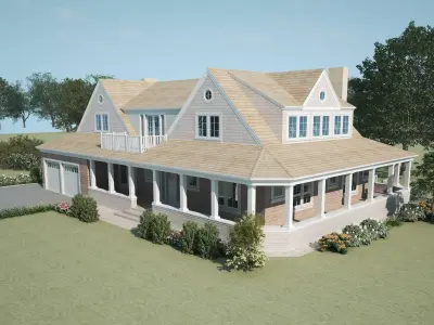 Modern Suburban House Exterior  Residential 3D Model Low-poly 3D model