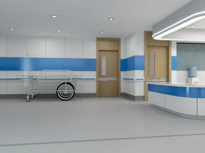 Hospital Corridor Nurses Station 01 3D model
