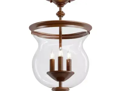feiss three light semi-flush fixture with clear glass 3D model