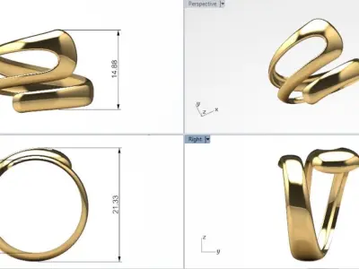 contemporary style split shank ring  3D print model