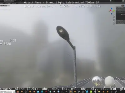 Street Light 1 Galvanized 7000mm 1F Low-poly 3D model