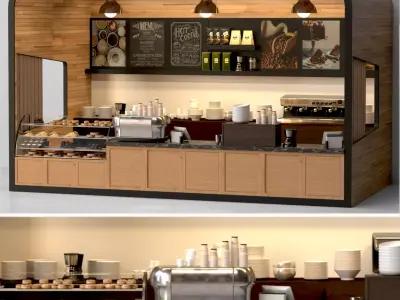 Coffee point for airports or street food 3D model