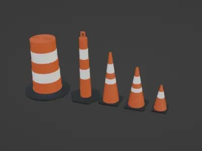 Low Poly Traffic Cones Low-poly 3D model