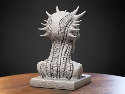 Skull robot dragon bust Cyborg skull dragon bust 3D print model