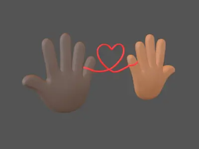 Hand with Red Line Icon v1 031 Low-poly 3D model