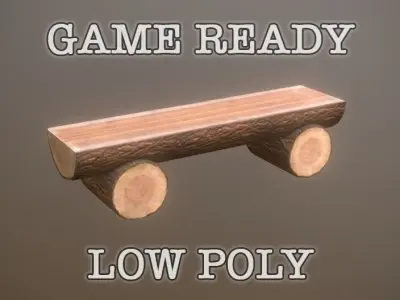 Log Bench low-poly game ready Low-poly 3D model