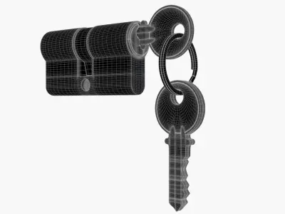 Euro Profile Cylinder Barrel Lock with keys 3D model