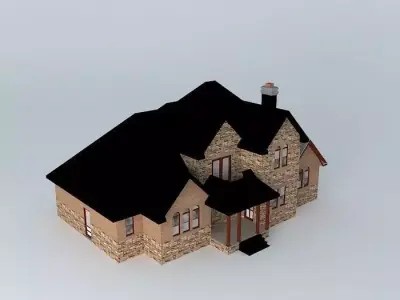 Old-style two story house Free 3D model