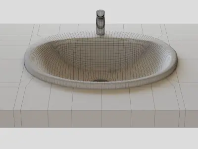 Roca Rodeo Sink 52x41cm Built-in Top 327866000 3D model