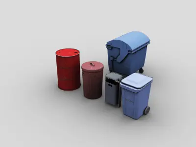 Wastbin Pack Low-poly 3D model