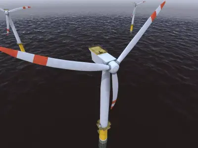 Wind power plant - seamless textures - mid poly - industrial 3D model