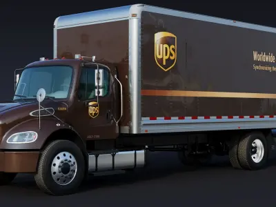 2020 Freightliner M2 106 Box truck UPS Low-poly 3D model