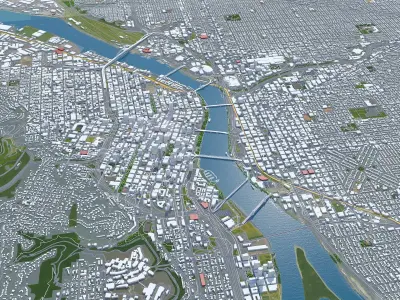 Portland City Oregon USA Low-poly 3D model