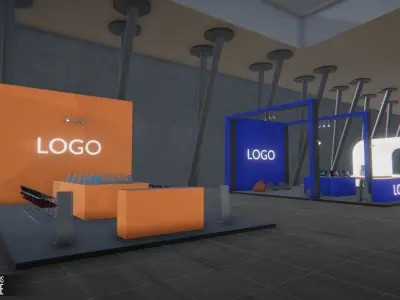 Exhibition stands - conference Low-poly 3D model