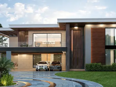 Modern Casa Exterior Scene 3D Model download 3D model