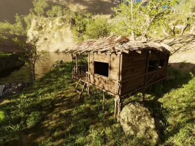 Forest Hut Scene 3D model