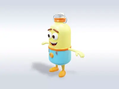 Cartoon character t pose flask back to school 3D model