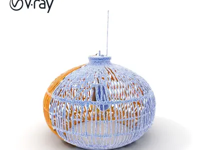 Rattan Pendant Lamp D model pack for interior design Low-poly 3D model