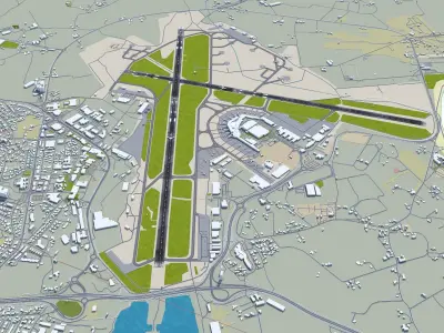 Stavanger Airport 12km Low-poly 3D model