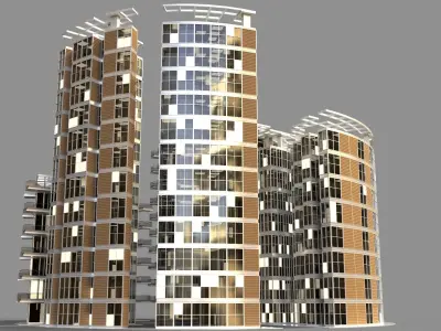 Futuristic High Rise Buildings 01 3D model