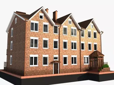 3 story brick house 3D model