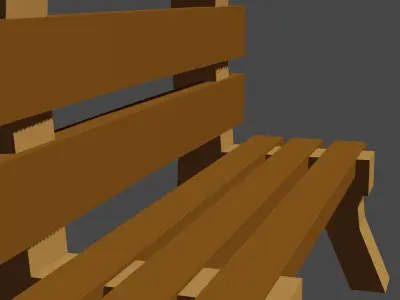 Bench wooden Low-poly 3D model